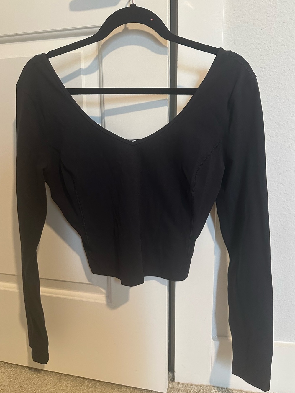 lululemon athletica Black Long-Sleeve V-Neck Crop Top